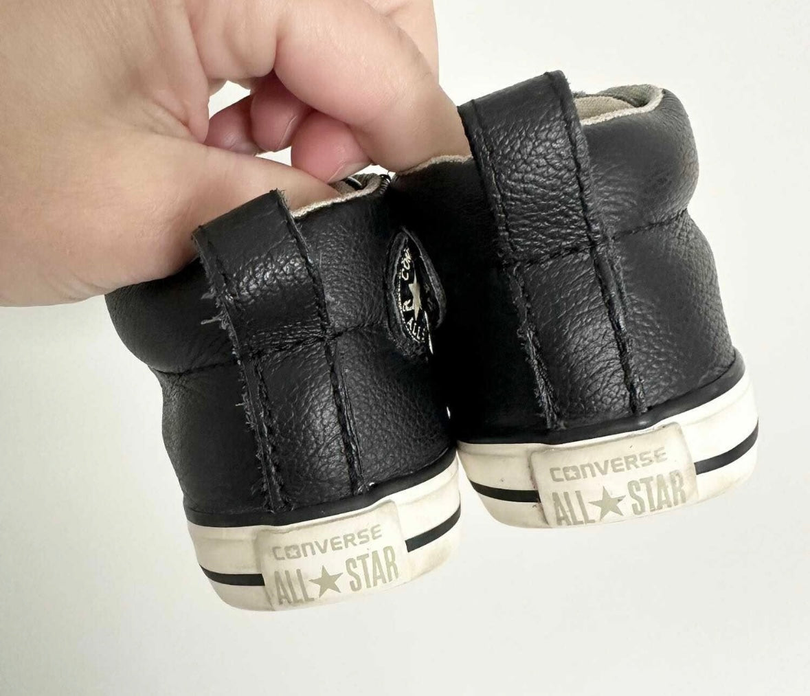 Converse Black Leather High Top Sneakers (5)