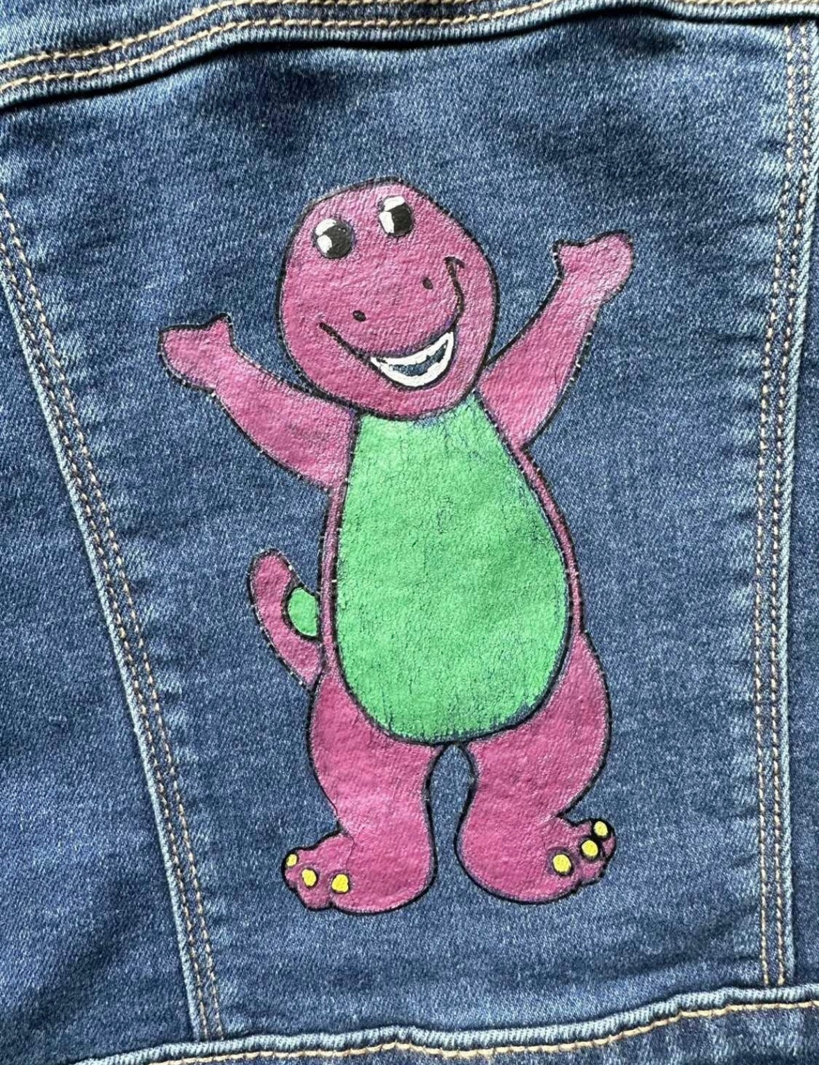 Old Navy Hand Painted Barney Jean Jacket (2T)