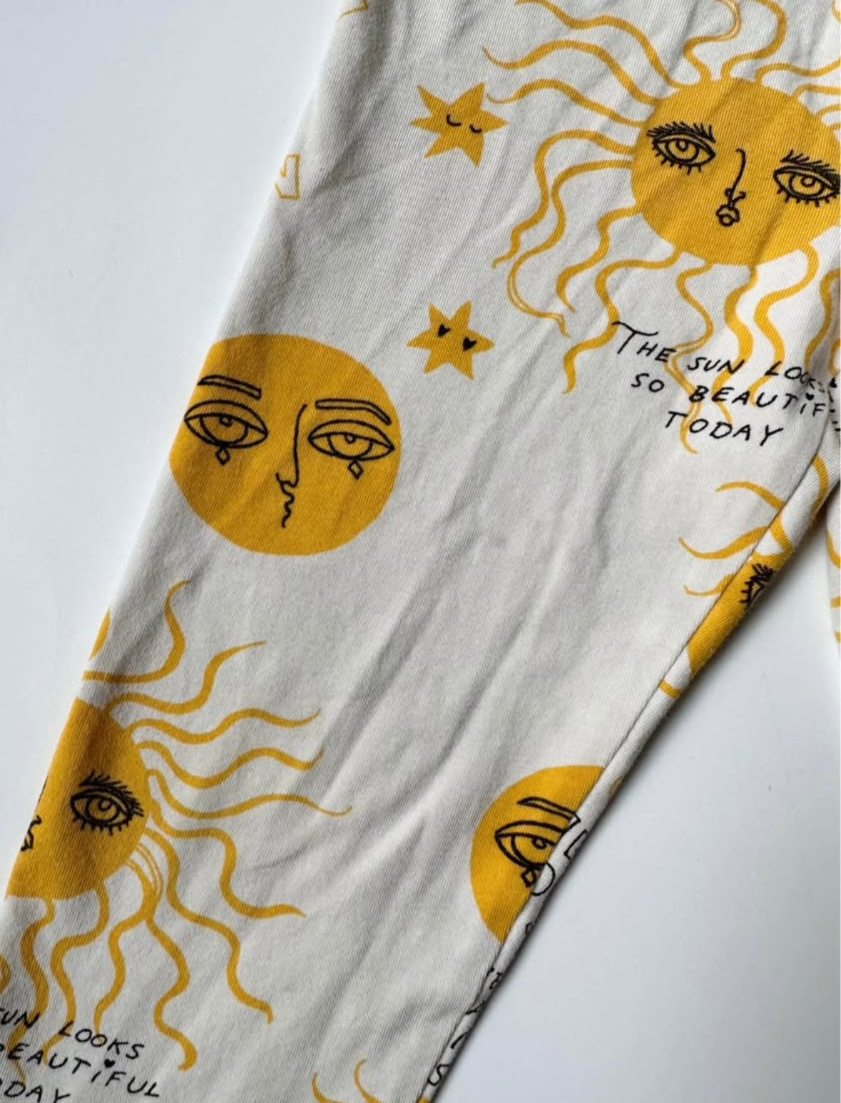 Mini Rodini White Moon & Sun Long Sleeve & Leggings Matching Set in Yellow (2-3 Years)