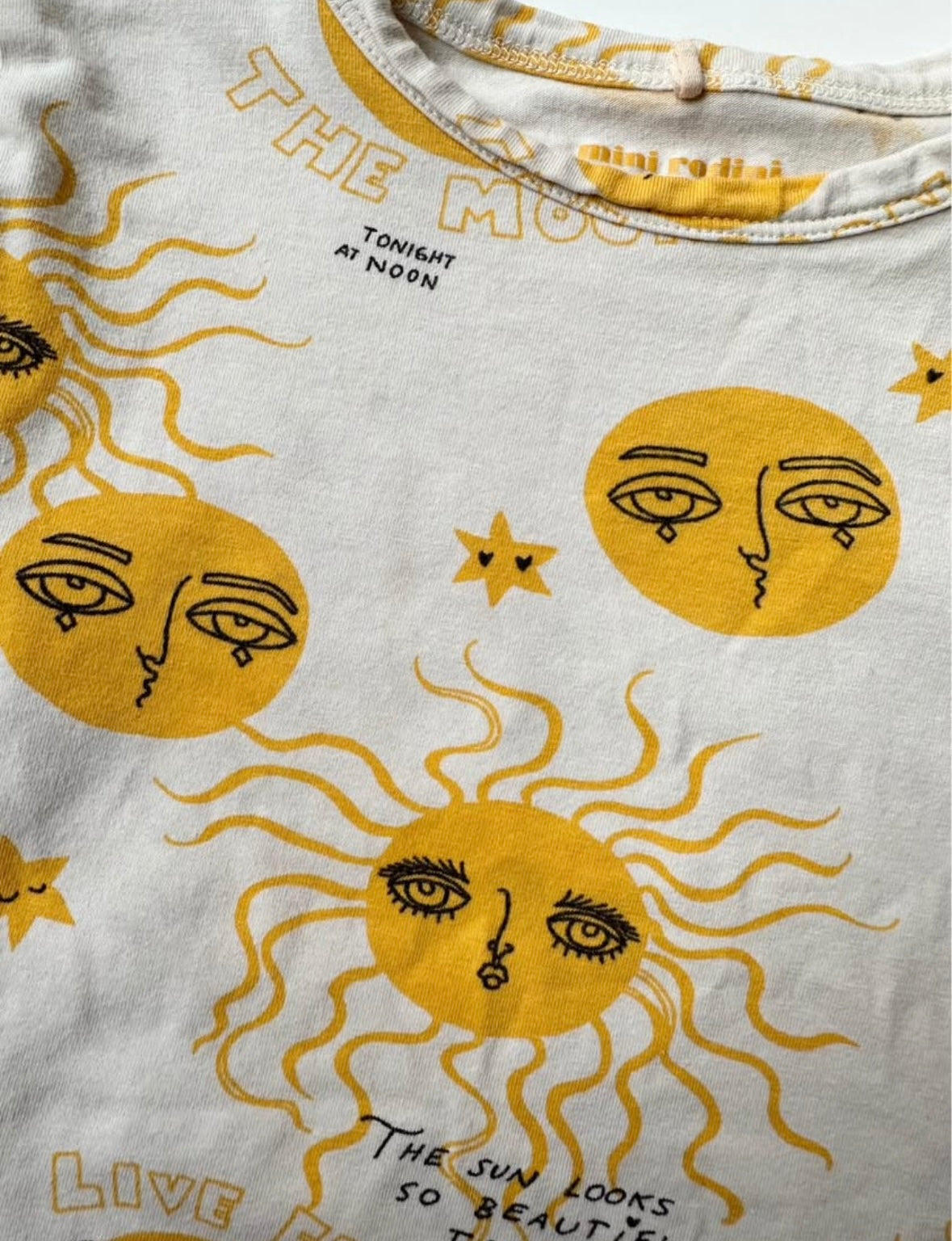 Mini Rodini White Moon & Sun Long Sleeve & Leggings Matching Set in Yellow (2-3 Years)
