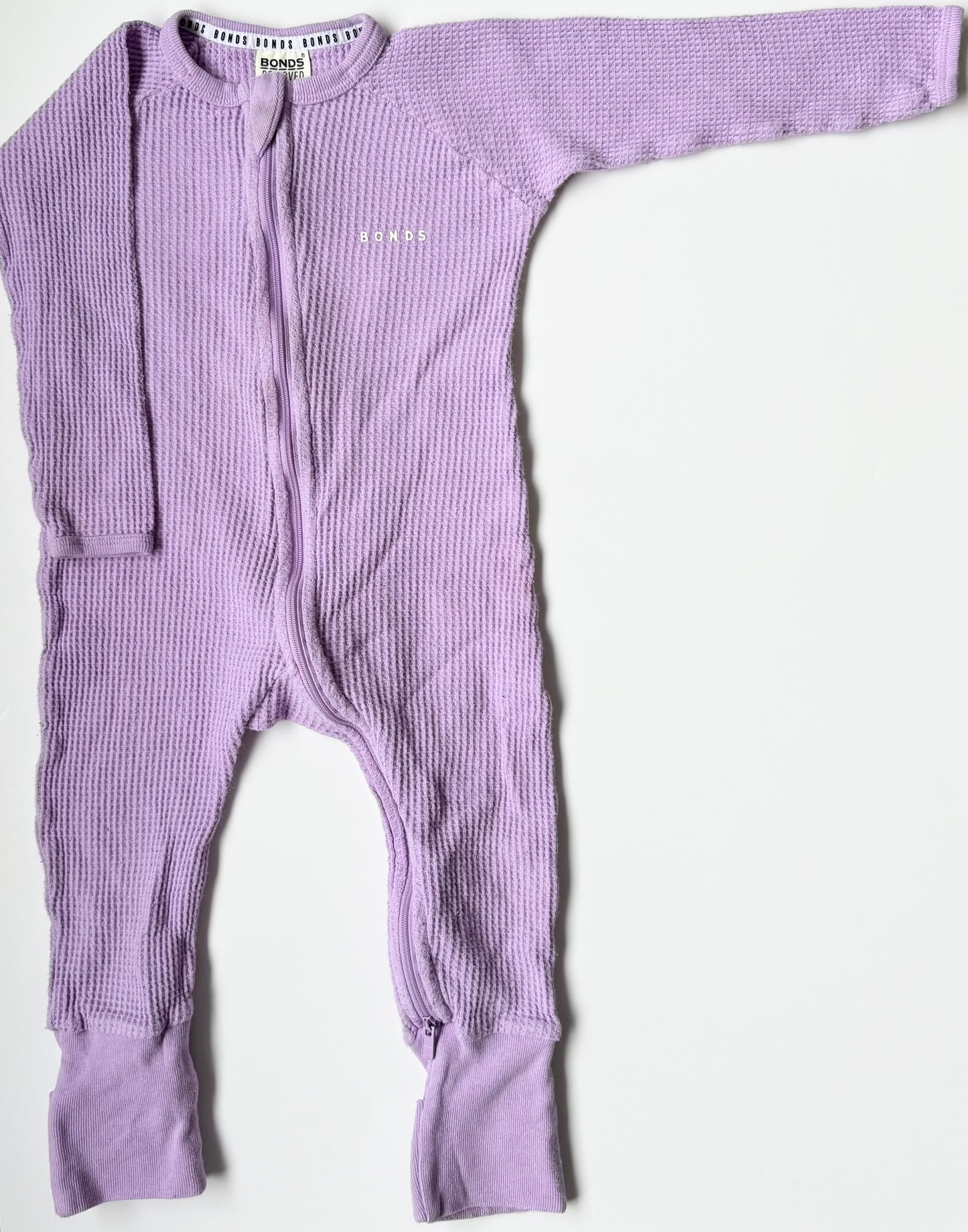 Bonds Wondersuit Re-Loved Purple Waffle Sleeper Romper (12-18 Months)