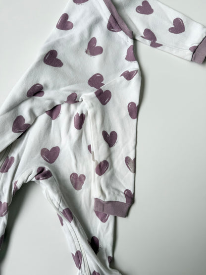 ZippyJamz White & Purple Hearts Sleeper (6-9 Months)