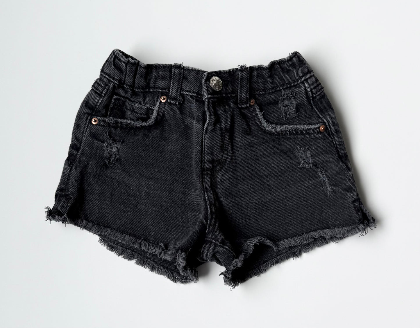 Zara Black Distressed Jean Shorts (18-24 Months)