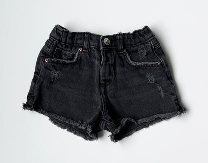 Zara Black Distressed Jean Shorts (18-24 Months)