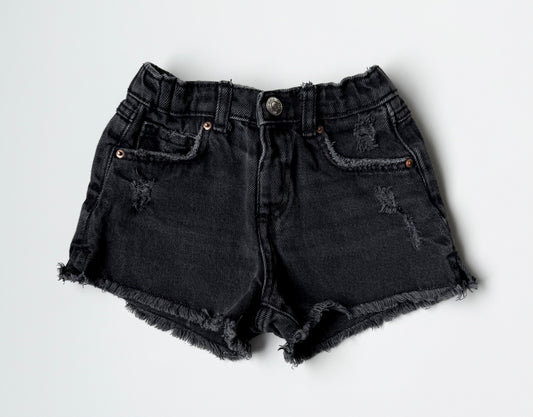 Zara Black Distressed Jean Shorts (18-24 Months)