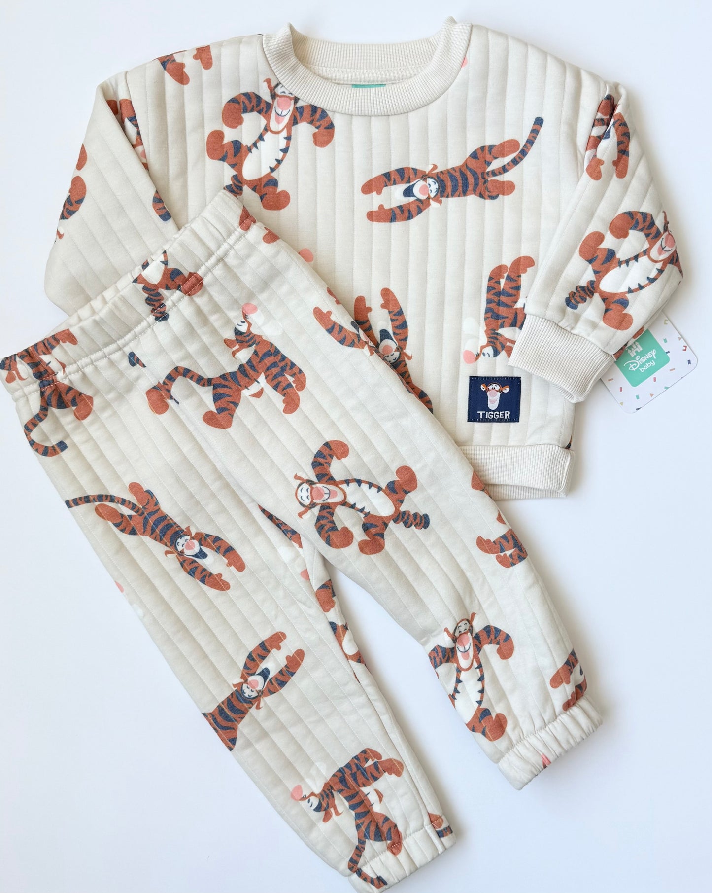 Disney Baby Off White Tigger Quilted Sweater & Pants Set - New (18 Months)