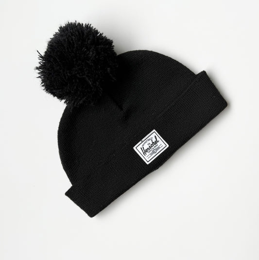 Herschel Black Pom Beanie (6-18 Months)