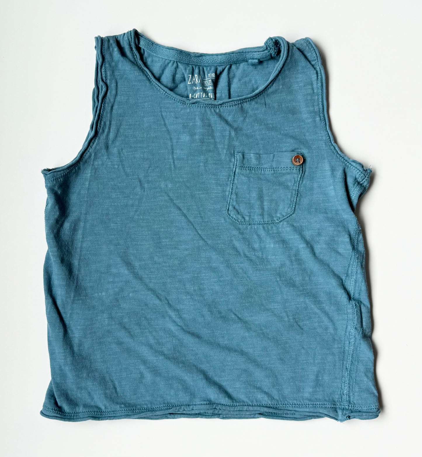 Zara Blue Distressed Pocket Tank Top (5 Years)