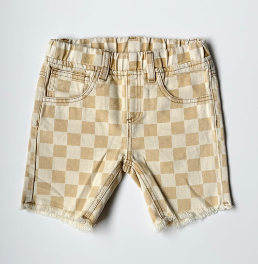George Hats Yellow Checkered Jean Shorts (6-7 Years)