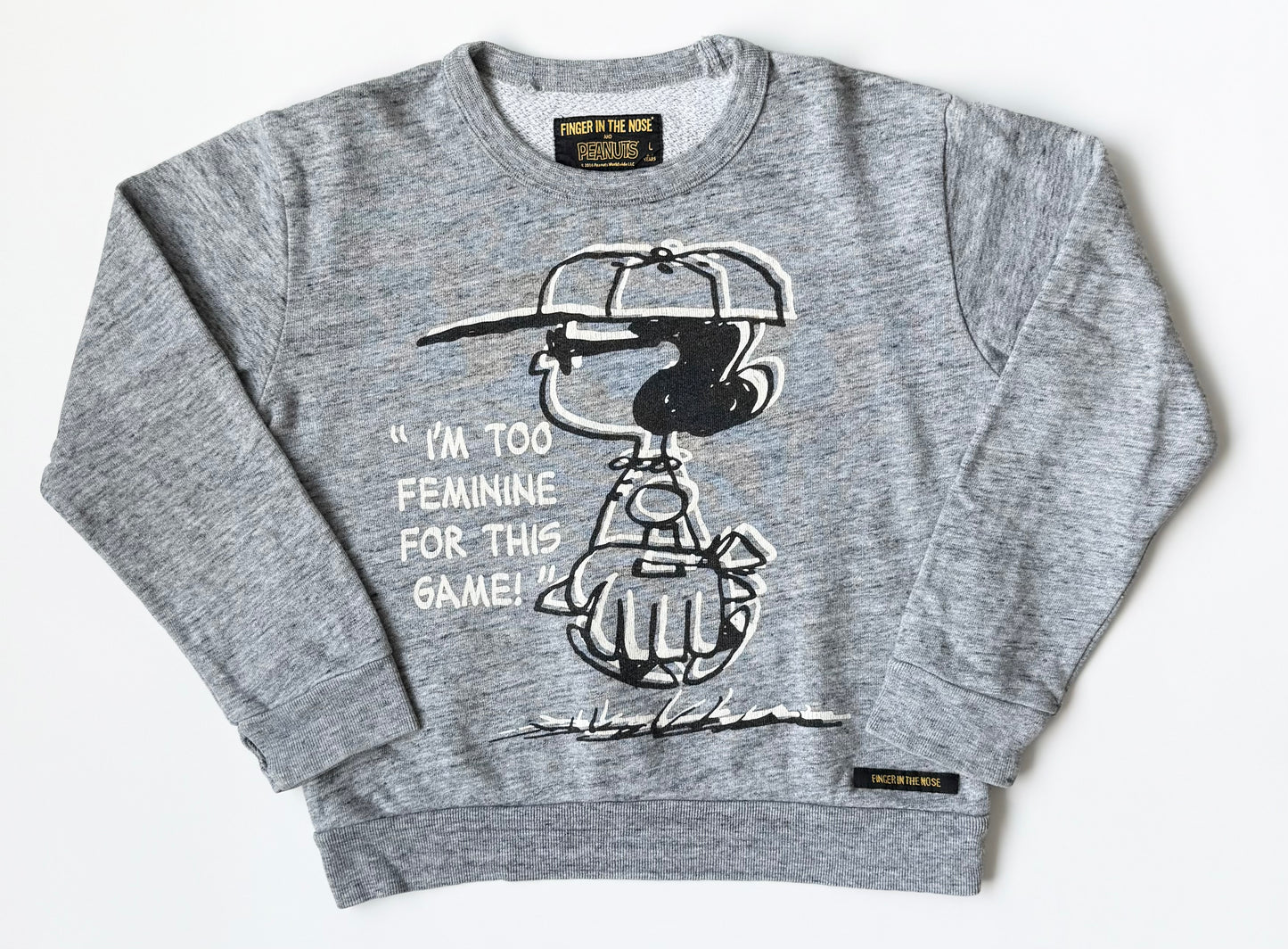 Finger in the Nose x Peanuts Heathered Grey Lucy Baseball Sweater (6/7 Years)