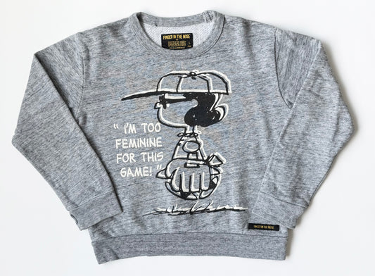 Finger in the Nose x Peanuts Heathered Grey Lucy Baseball Sweater (6/7 Years)