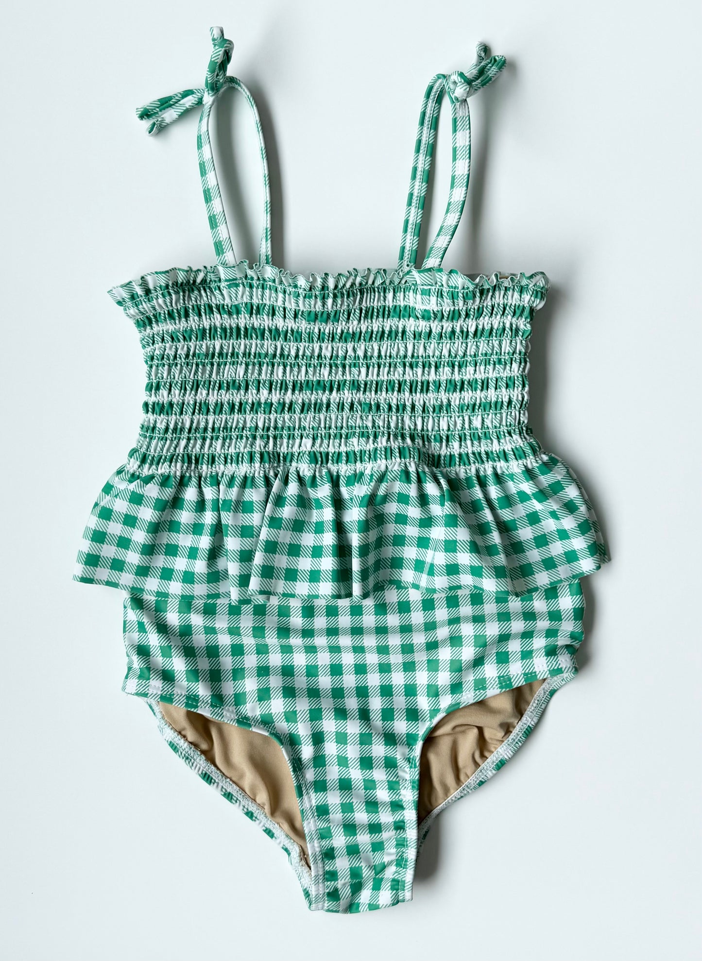 Old Navy Green Gingham Peplum One Piece Swimsuit (5T)