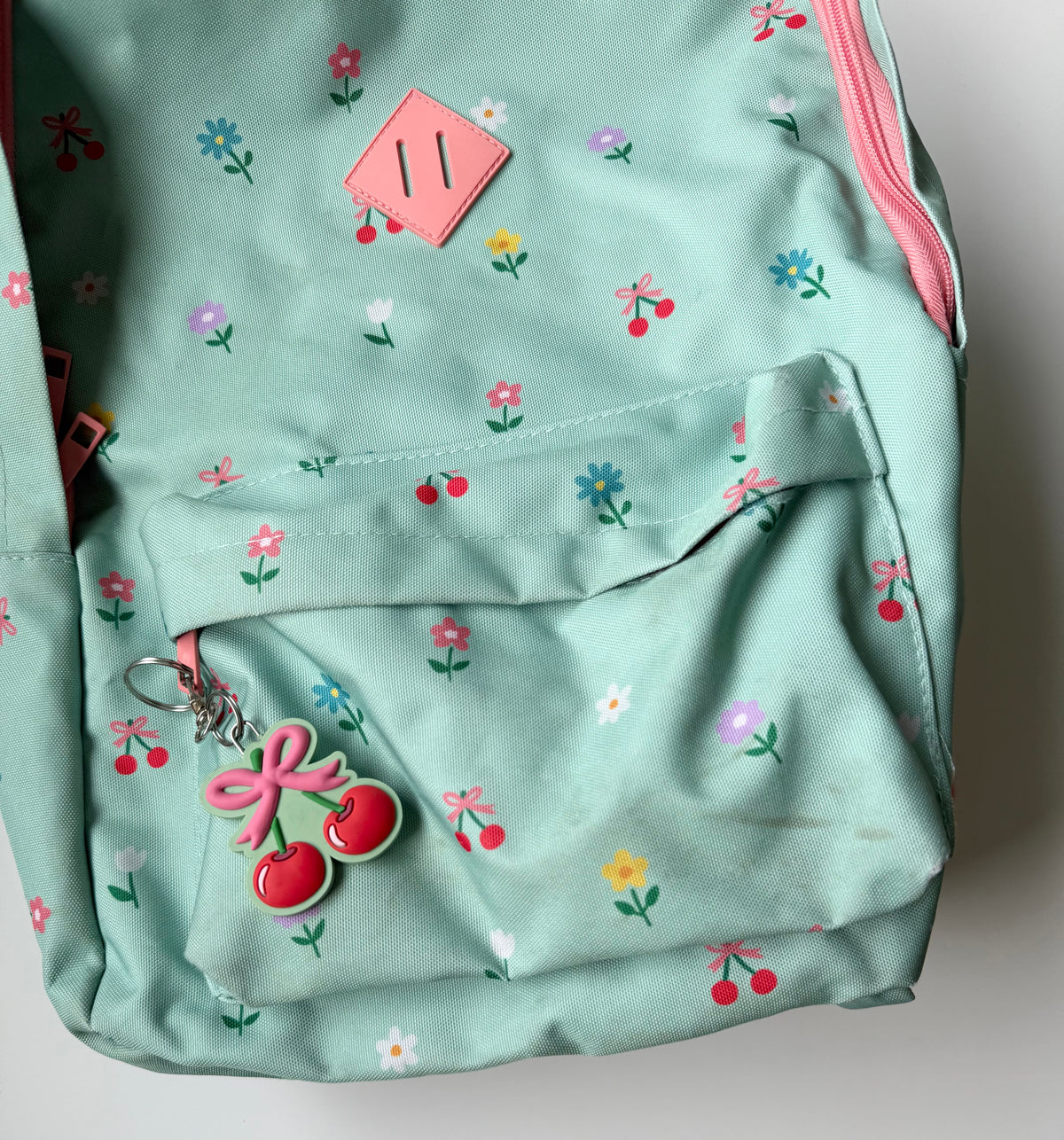 Wonder Co Green & Pink Floral Backpack & Matching Lunch Kit