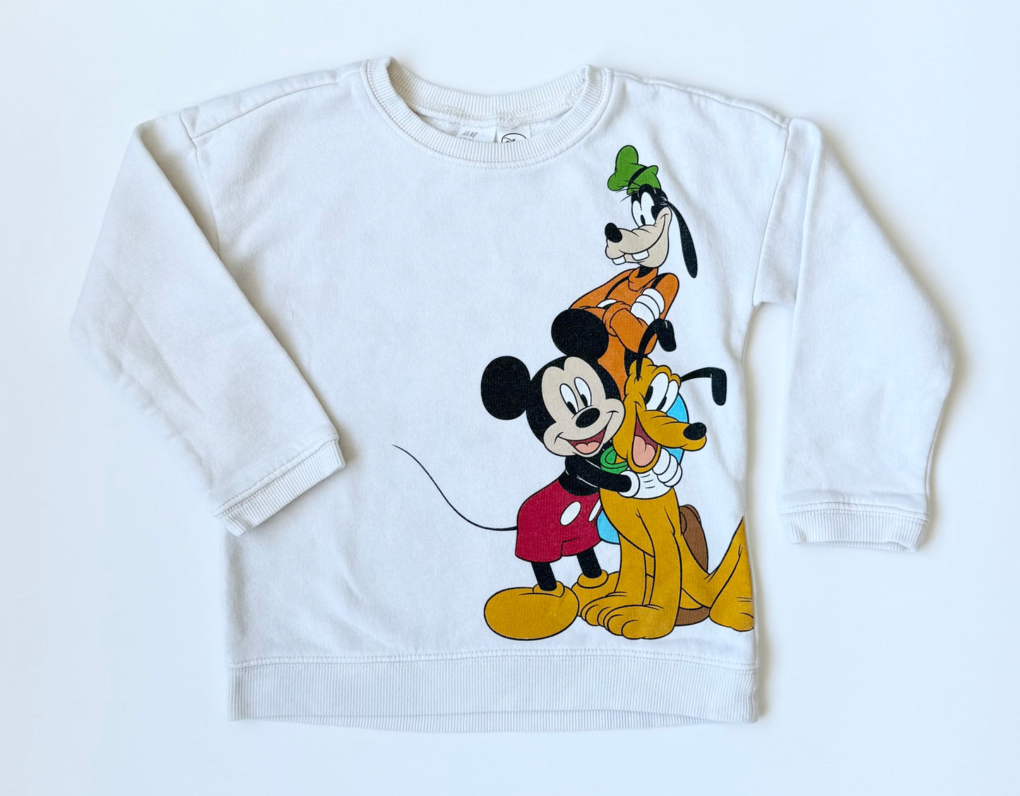 H&M x Disney White Mickey, Pluto & Goofy Sweater (2-3 Years)