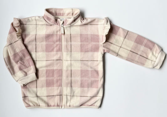 H&M Pink Plaid Fleece Zip Up (2-3 Years)