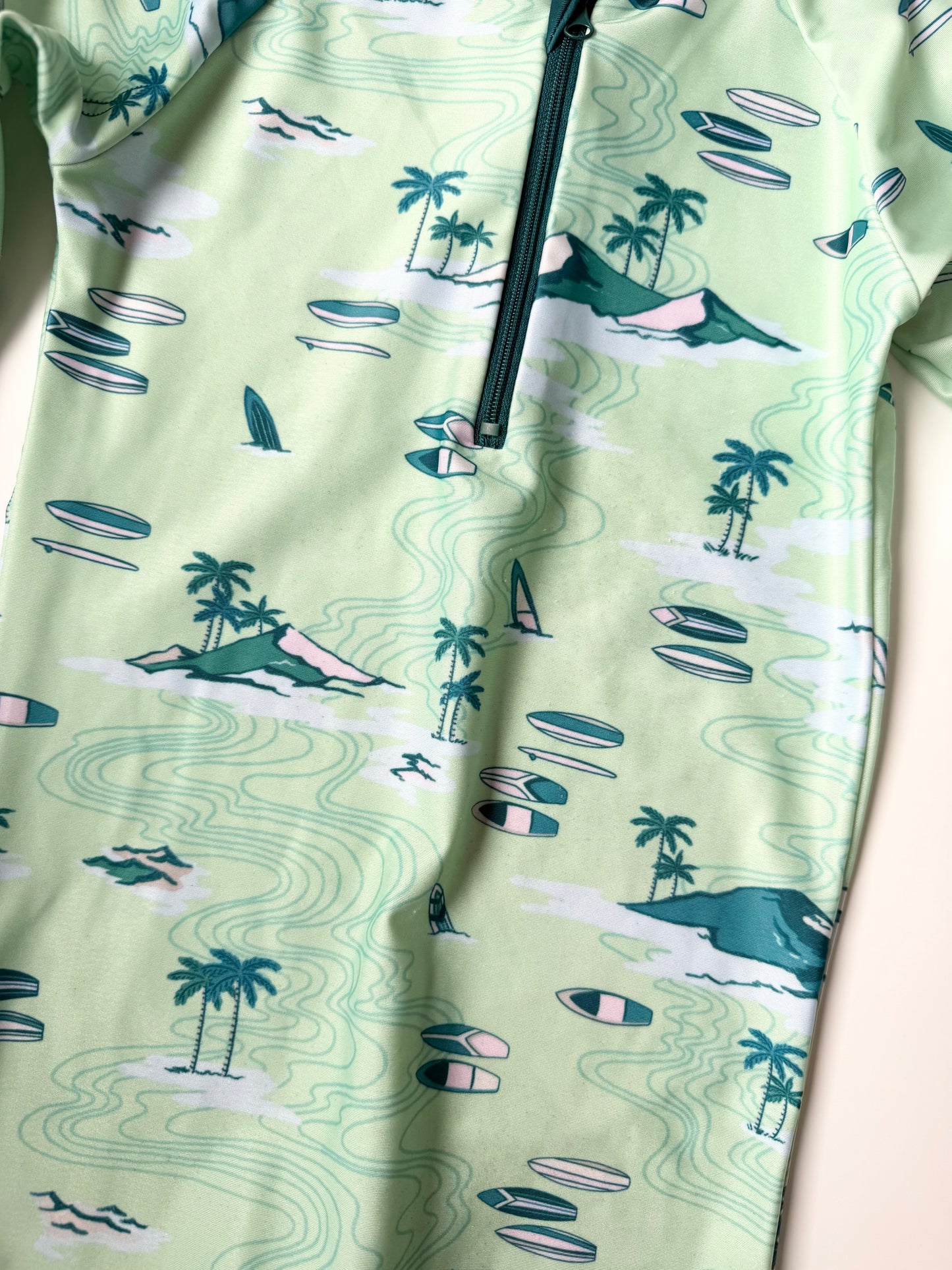 Honeysuckle Swim Green Vacation Full Coverage Sunsuit (2T)
