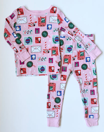 Old Navy Pink Christmas Two Piece PJ Set (2T)