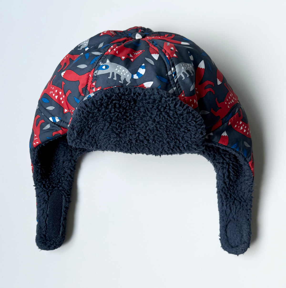 MEC Cocoon Trapper Hat - Navy Racoon & Fox Print (Small)