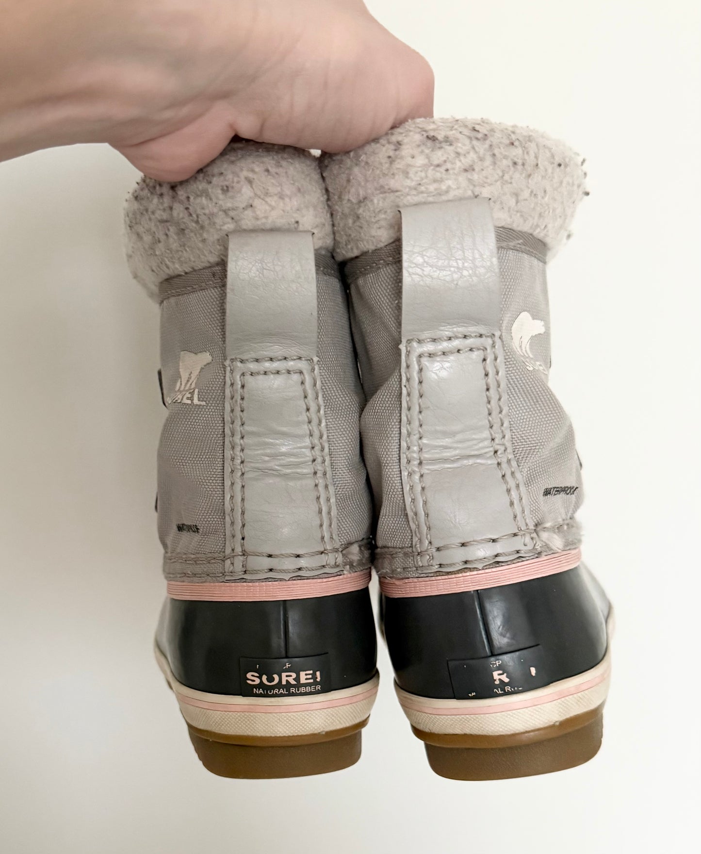Sorel Yoot Pac Light Grey & Pink Nylon Winter Boots (10)