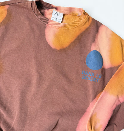 Zara Brown & Orange Tie Dye “Dans Le Desert” Crewneck Sweater (3-4 Years)
