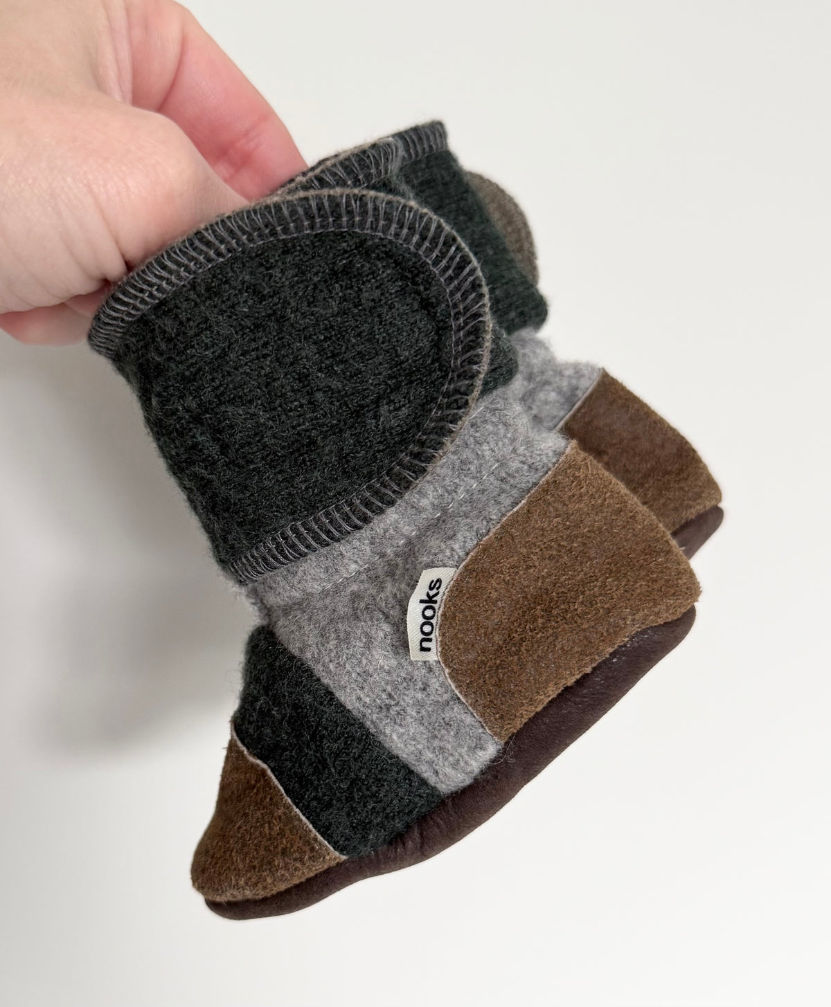 Nooks Green & Grey Wool Booties (2.5/3)