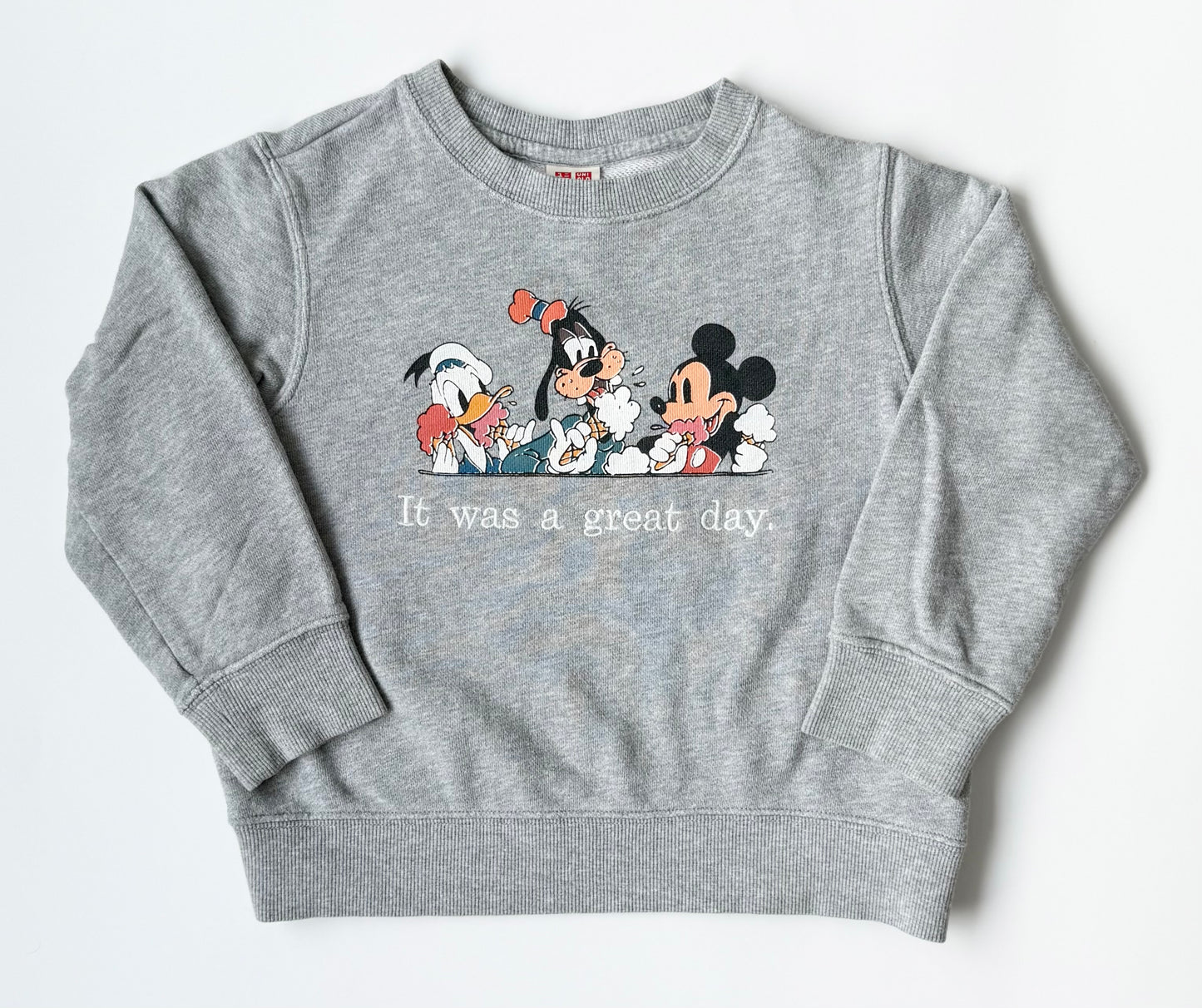 Uni Qlo x Disney Grey “It Was A Great Day” Mickey & Friends Ice Cream Sweater (4T)