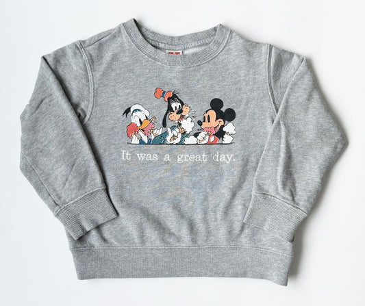 Uni Qlo x Disney Grey “It Was A Great Day” Mickey & Friends Ice Cream Sweater (4T)