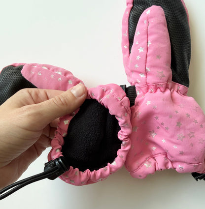 Jan & Jul Pink Stars Fleece Lined Toasty Dry Mittens - Small (2-4 Years)