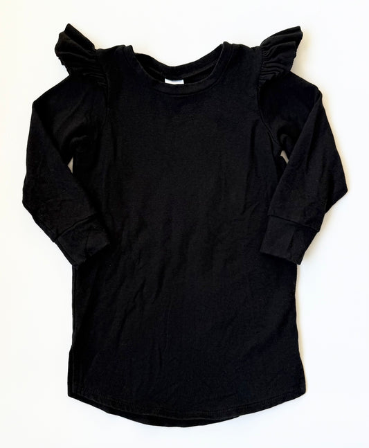 Posh & Cozy Black Flutter Sleeve Dress (18-24 Months)