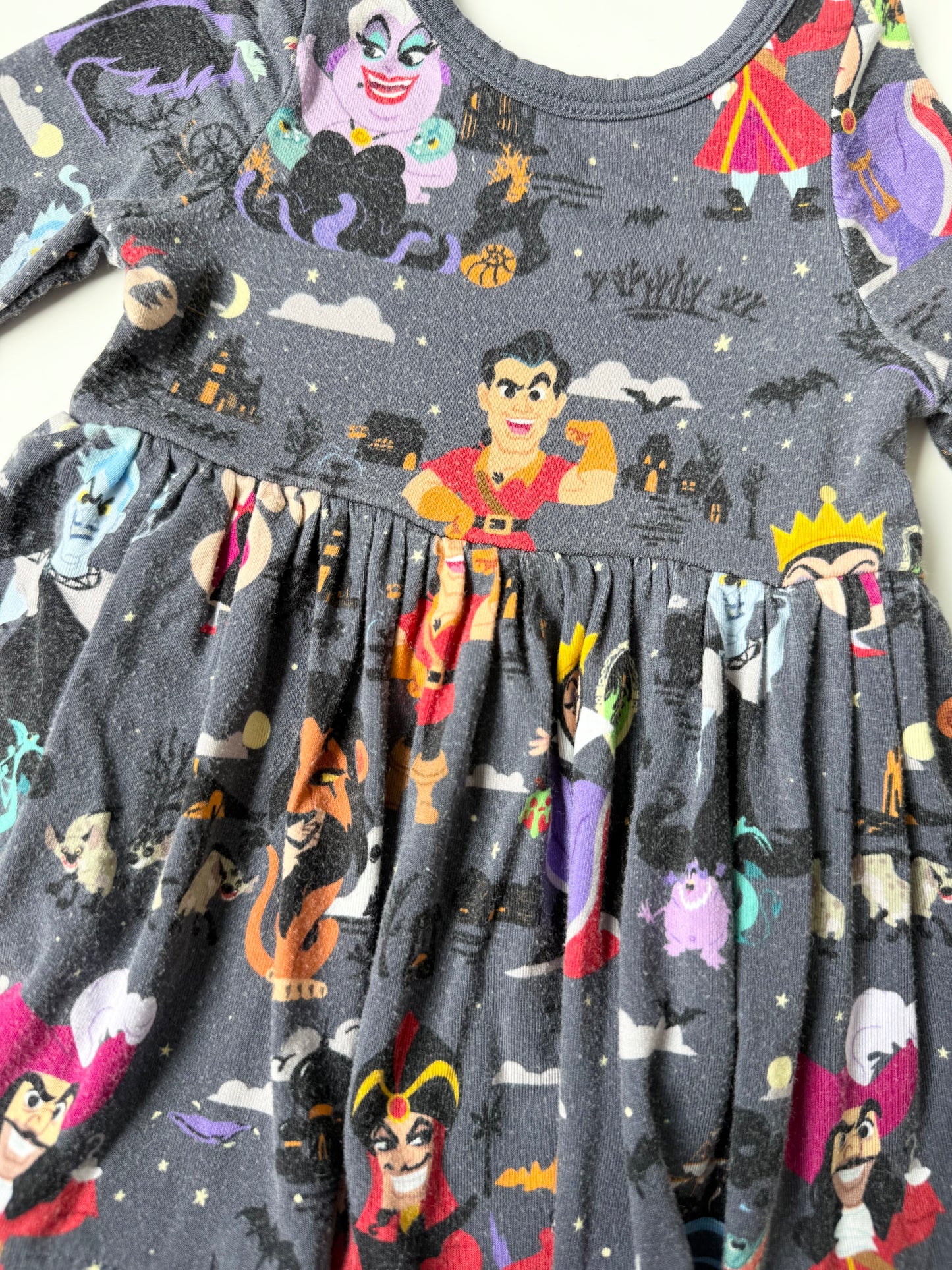 Little Sleepies x Disney Dark Grey Villains Long Sleeve Bodysuit Dress (0-3 Months)