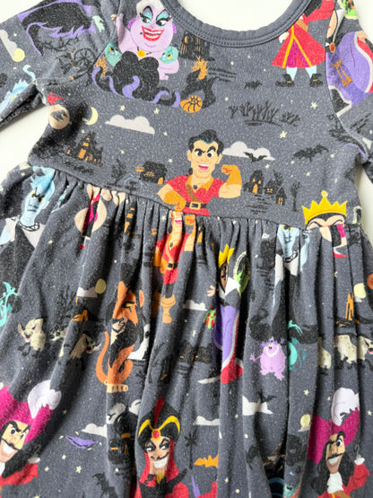 Little Sleepies x Disney Dark Grey Villains Long Sleeve Bodysuit Dress (0-3 Months)