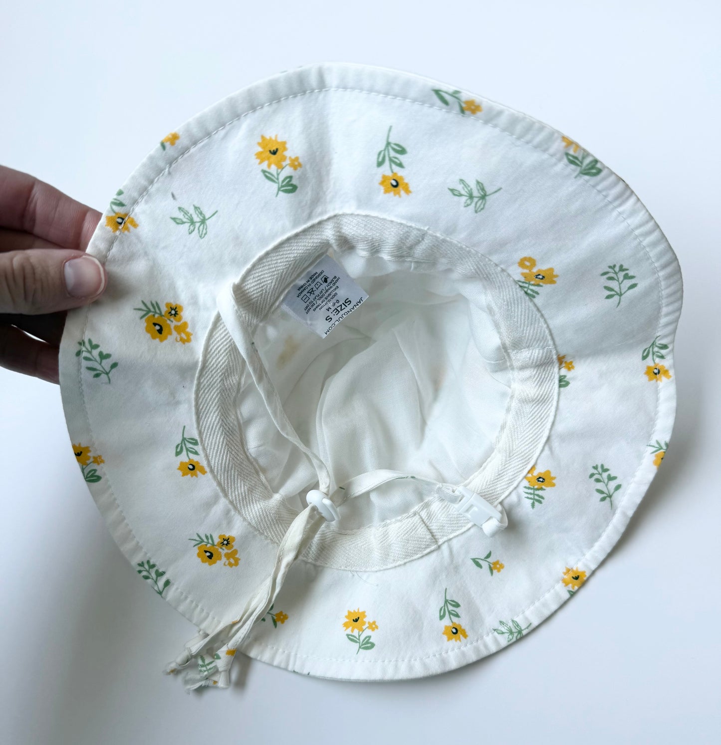 Jan & Jul White & Dainty Yellow Flowers Sun Hat (0-6 Months)