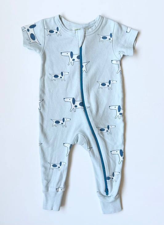 Parade Organics Blue Doggy Short Sleeve Sleeper Romper (3-6 Months)