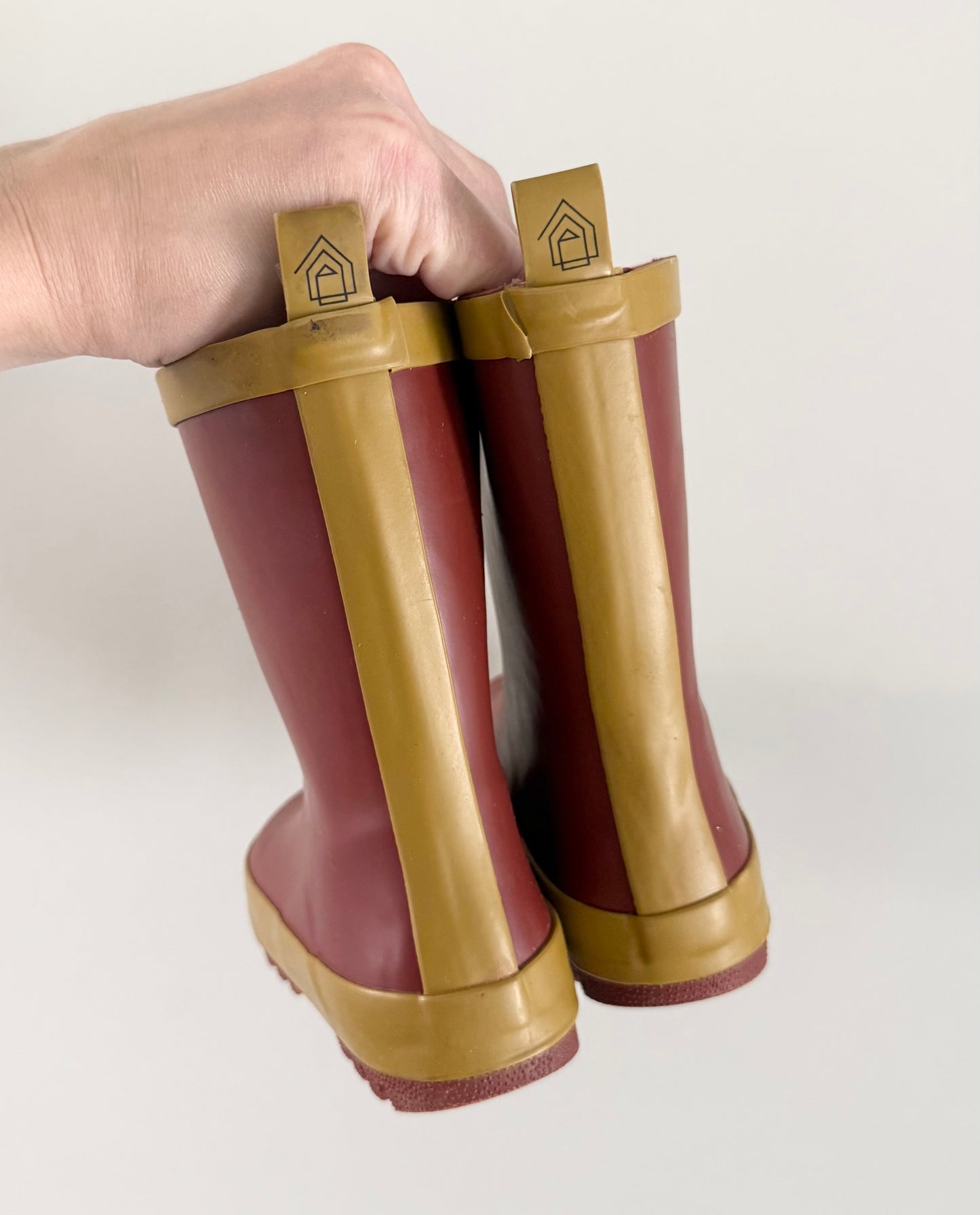 Coco Village Fauve Dark Red & Yellow Rubber Boots (10)