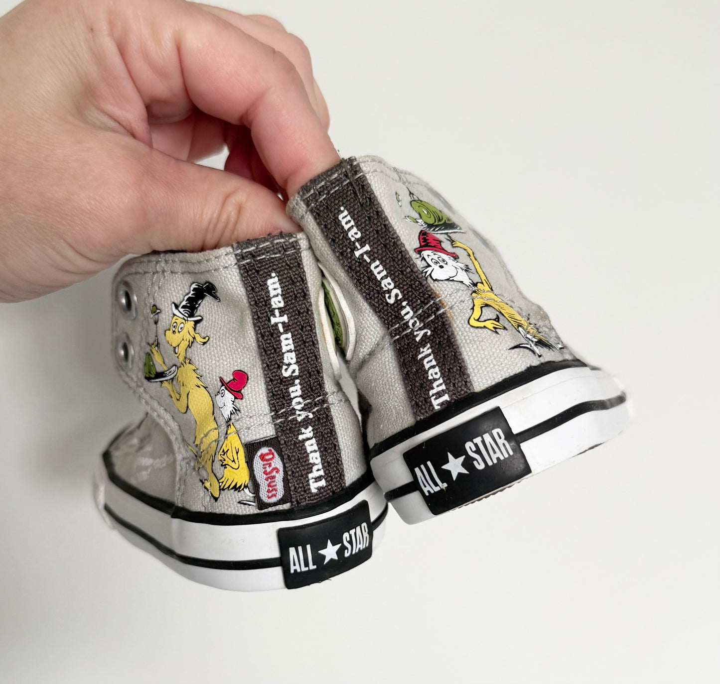 Converse x Dr. Seuss Grey Green Eggs & Ham High Top Stretch Lace & Velcro Sneakers (4)