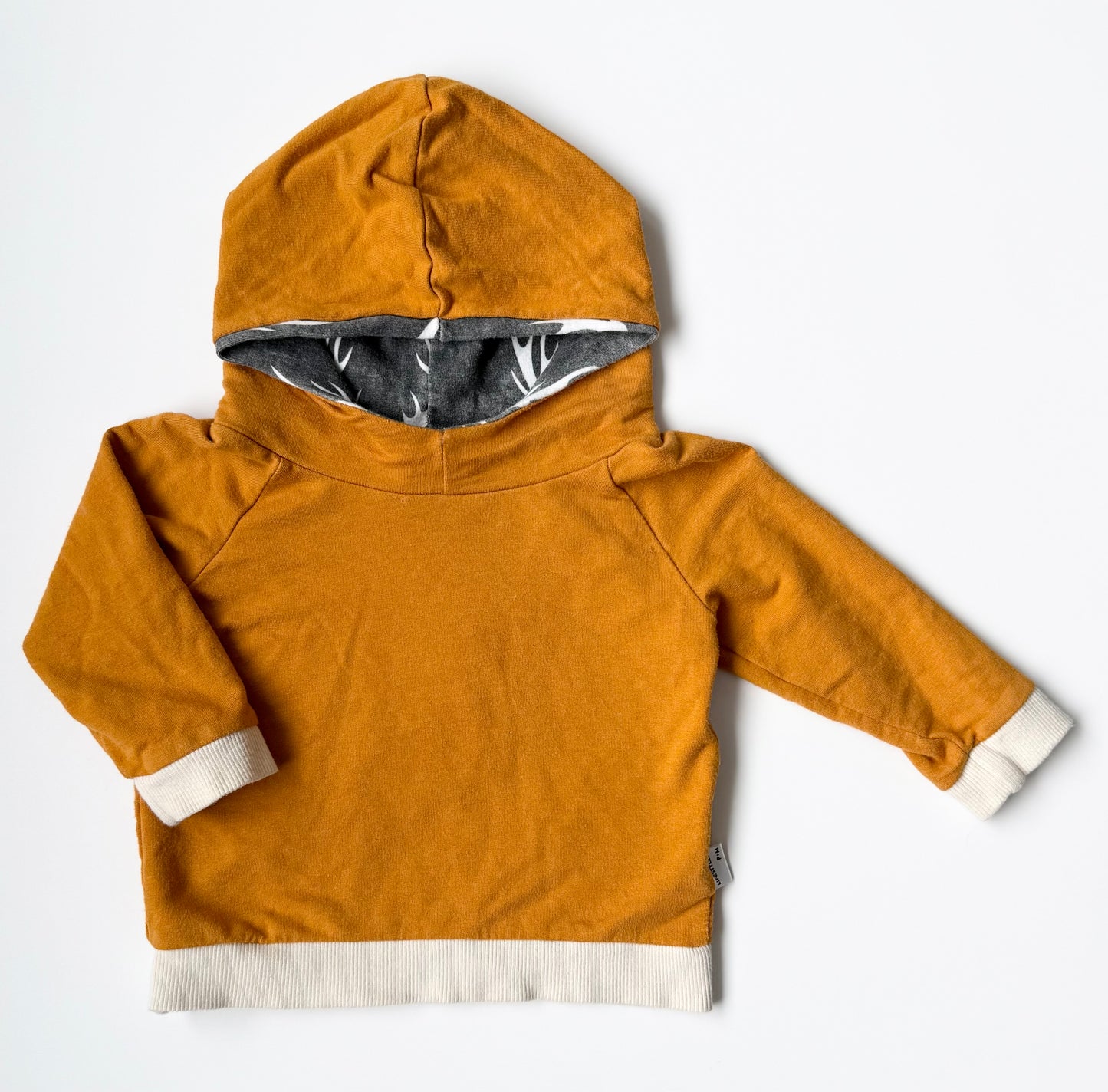 Portage & Main Mustard Deer Print Hoodie (6-12 Months)