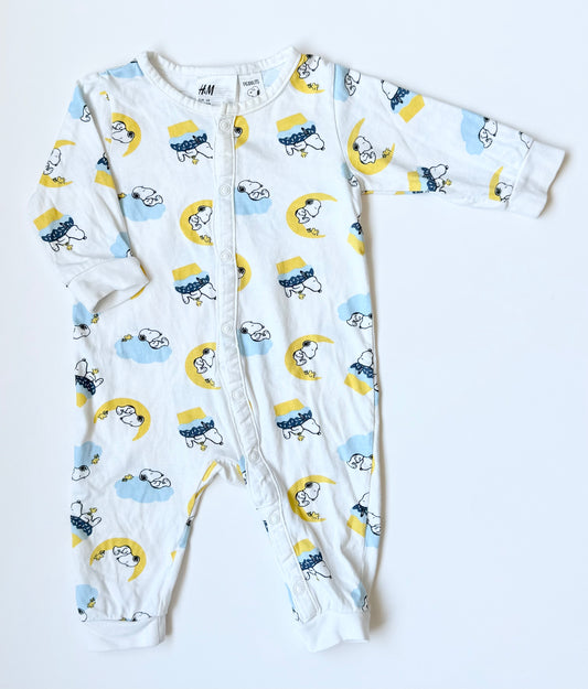 H&M Peanuts White Snoopy Snap Sleeper Romper (4-6 Months)