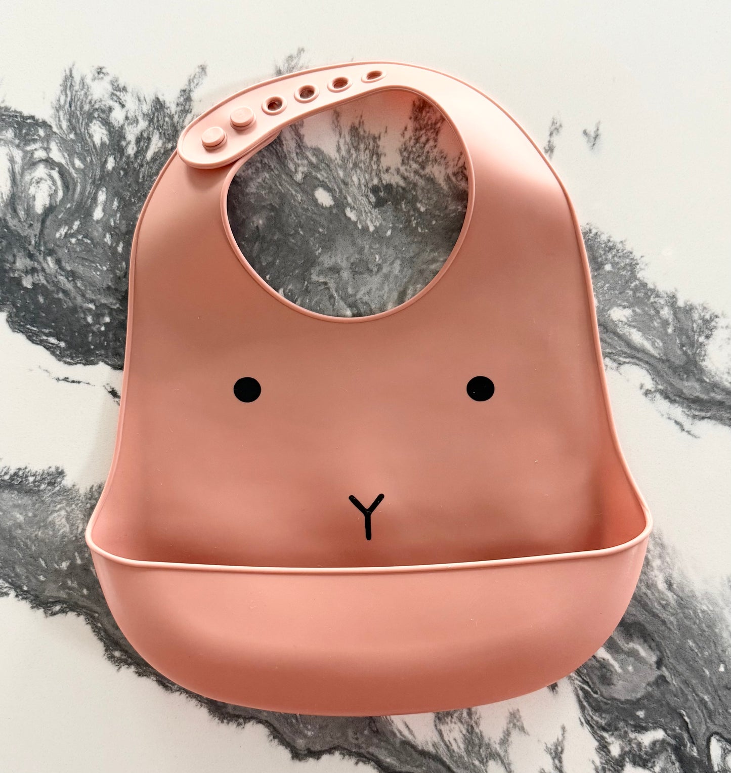 Dark Nude/Pink Bunny Silicon Bib
