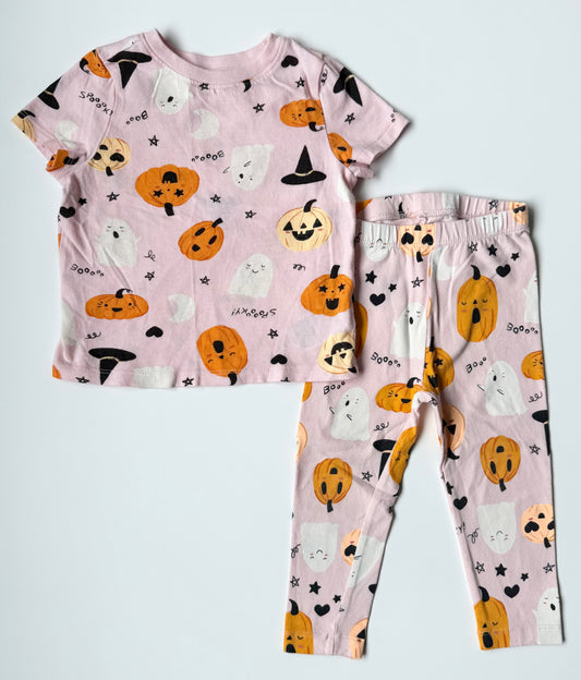 Old Navy Pink Halloween Pumpkins & Ghosts Two Piece PJ Set (18-24 Months)