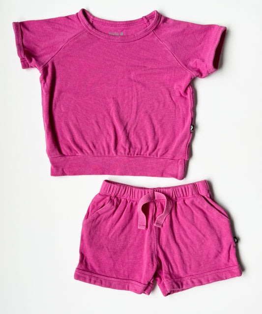Kyte Raspberry Jersey Short Sleeve Jogger Set (2T)