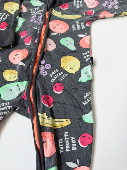 Bonds Wondersuit Dark Grey Fruits Sleeper Romper (3-6 Months)
