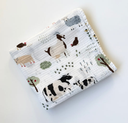 Red Rovr Family Farm Muslin Swaddle Blanket