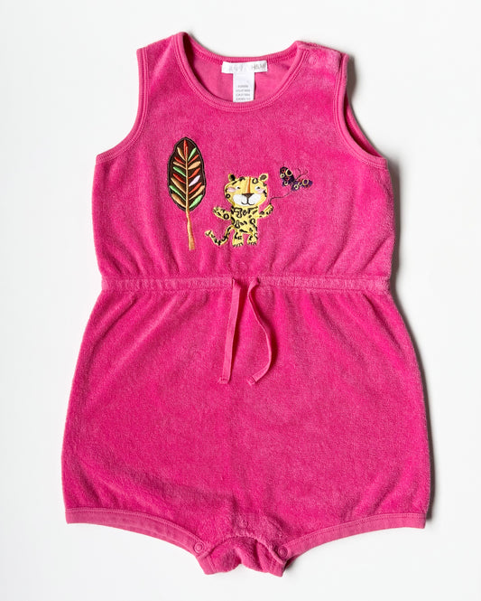 H&M Hot Pink Jungle Lion Terry Sleeveless Romper (12-18 Months)