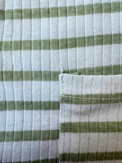 Lila & Jack Green & White Stripped Ribbed Romper (3-6 Months)
