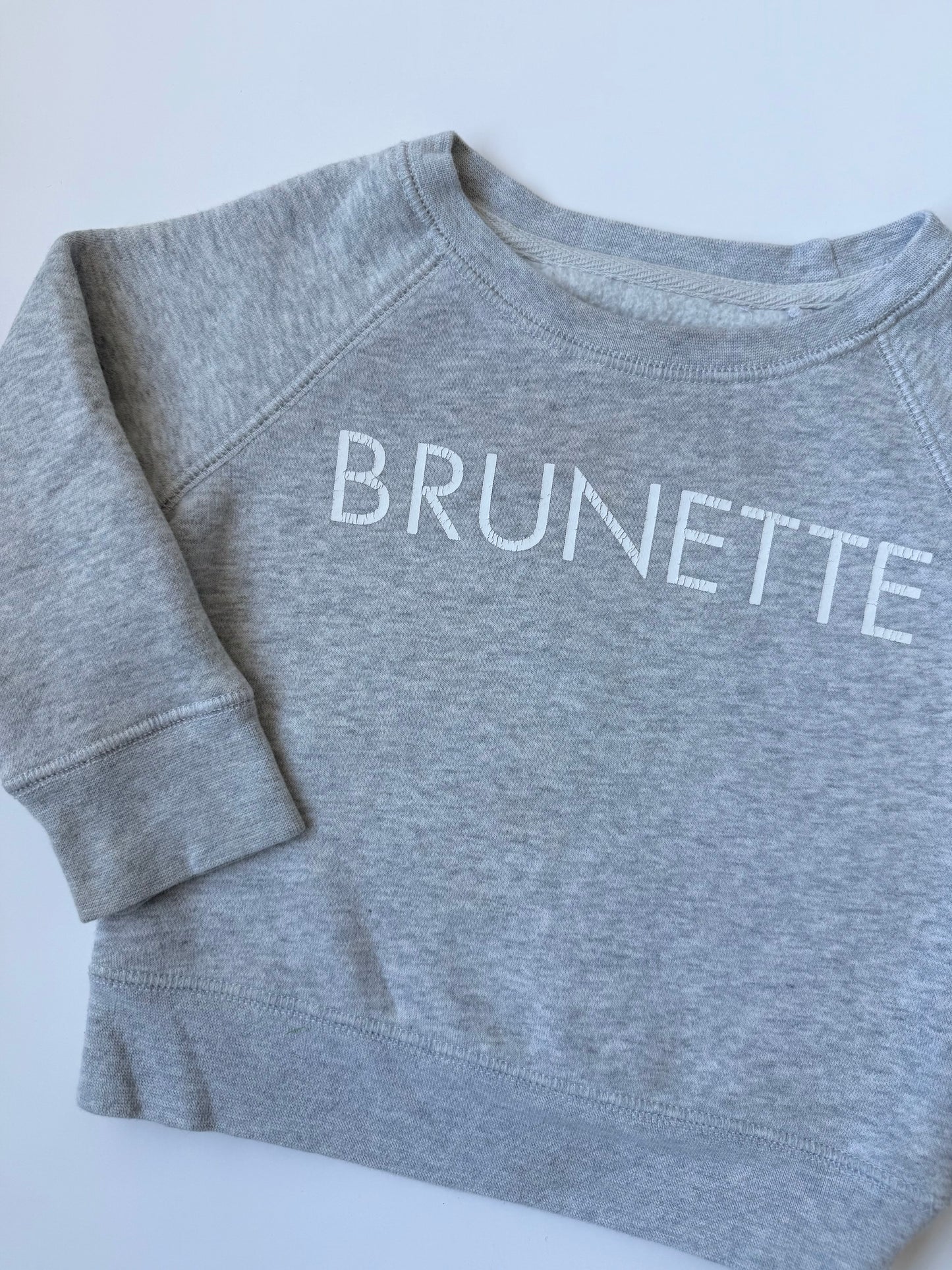 Brunette the Label Grey “Brunette” Crewneck Sweater (12-18 Months)