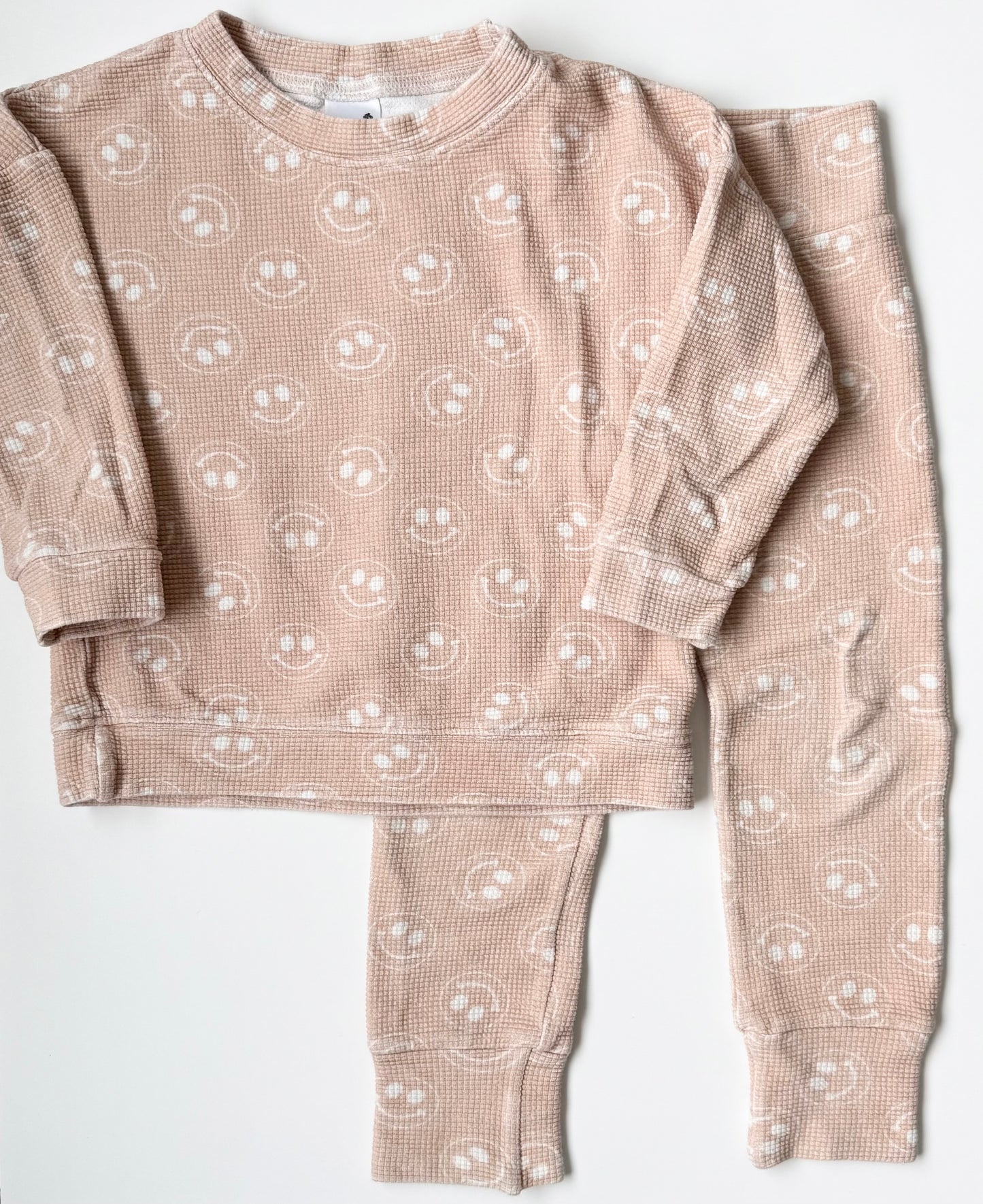 Dear Aspen Pink Smiley Waffle Sweater & Pants Set (5T)