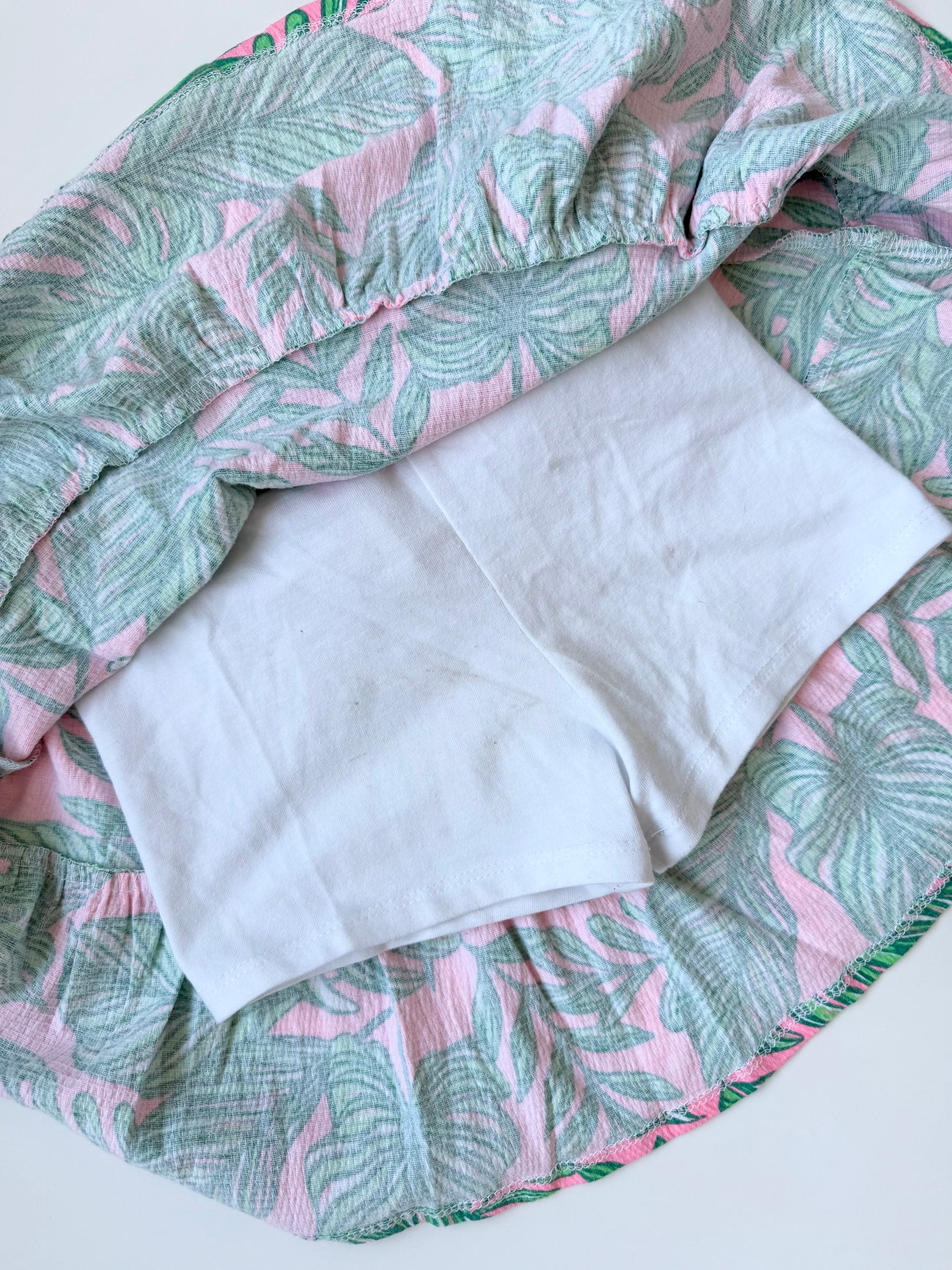 Tommy Bahama Pink & Green Tropical Leaves Knotted Tank & Skirt Matching Set (5-6 Years)