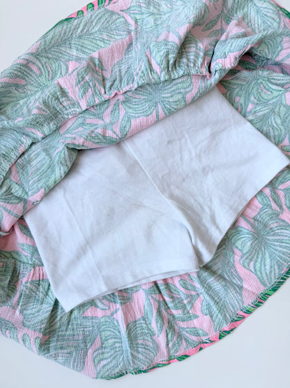 Tommy Bahama Pink & Green Tropical Leaves Knotted Tank & Skirt Matching Set (5-6 Years)
