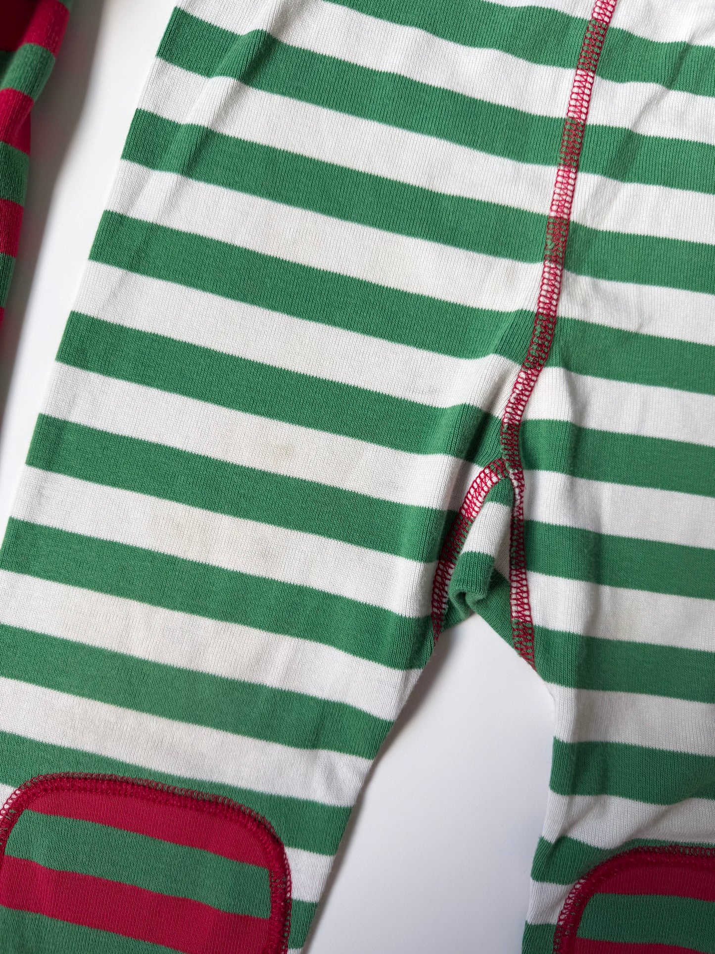 Hanna Andersson Green & Red Striped Two Piece PJ Set (4T)