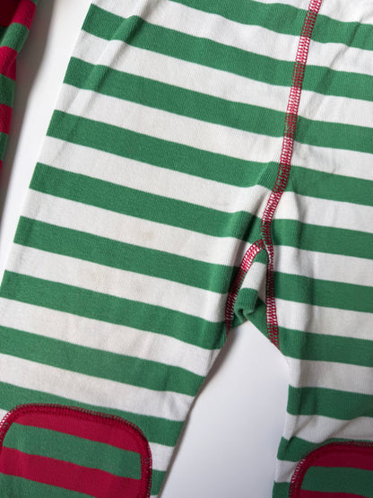 Hanna Andersson Green & Red Striped Two Piece PJ Set (4T)